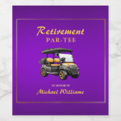 Ruhestand Elegante Golf Themenwagen Lila Gold Weinetikett (Einzelnes Label)