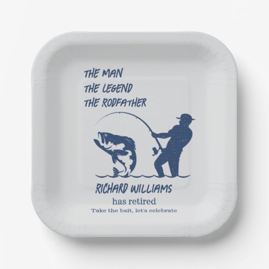 Ruhestand Fischen der Großfische Rodvater Pappteller (Vorderseite)