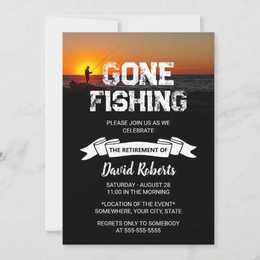 Ruhestand Fischen Sunset Ocean Fishing Einladung (Vorderseite)