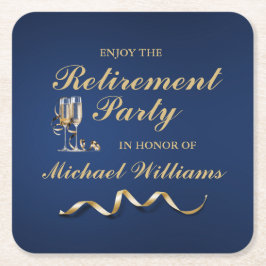 Ruhestand Formal Classic Champagne Glass Blue Rechteckiger Pappuntersetzer