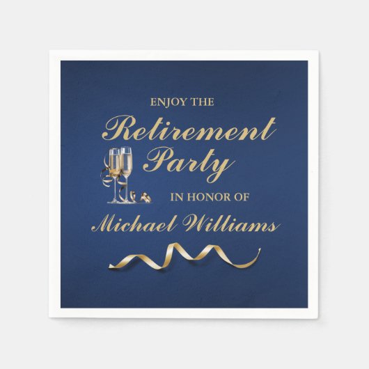 Ruhestand Formal Classic Champagne Glass Blue Serviette (Vorderseite)