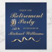 Ruhestand Formal Classic Champagne Glass Blue Weinetikett (Einzelnes Label)