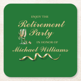 Ruhestand Formal Classic Champagner Glass Green Rechteckiger Pappuntersetzer