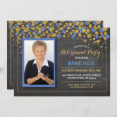 Ruhestand Foto Blauer Skihang Party Einladung (Vorne/Hinten)