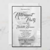 Ruhestand Foto Elegant Schwarz und Weiß Stilvoll Einladung (Vorderseite)