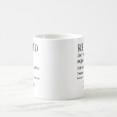 Ruhestand Funny Reverkehener Definition Kaffeetasse (Mittel)