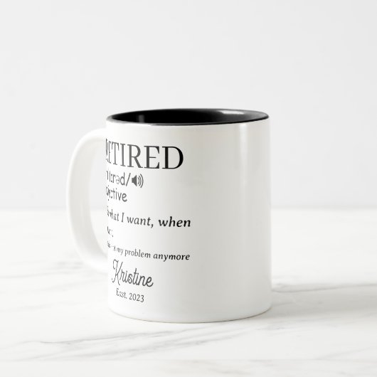 Ruhestand Funny Reverkehener Definition Zweifarbige Tasse (Vorderseite Links)