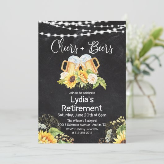 Ruhestand für Cheers und Bier Einladung (Stehend Vorderseite)