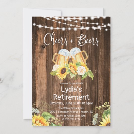 Ruhestand für Cheers und Bier Einladung (Vorderseite)