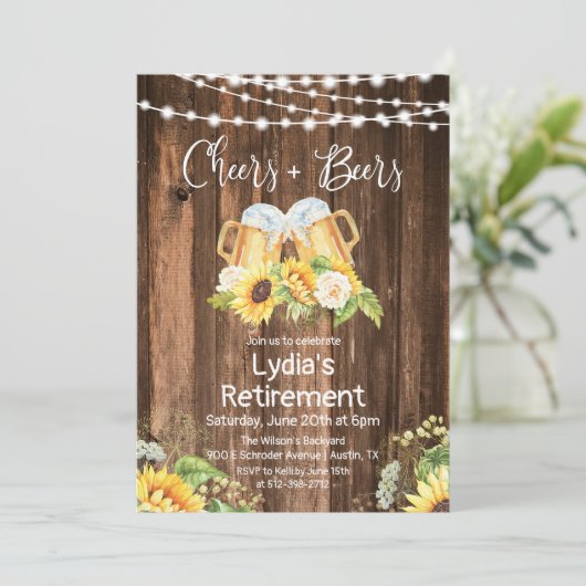 Ruhestand für Cheers und Bier Einladung (Stehend Vorderseite)