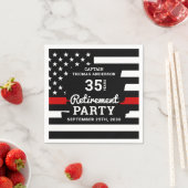 Ruhestand für Feuerwehrleute mit dünner roter Lini Serviette (Beispiel)