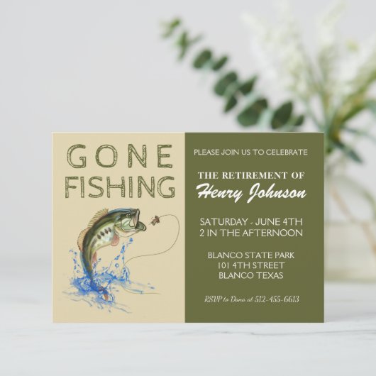 Ruhestand für Massenangeln Einladung (Stehend Vorderseite)