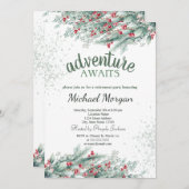 Ruhestand für Pine Tree Branch Berries Einladung (Vorne/Hinten)