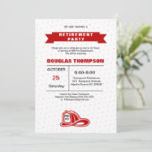 Ruhestand für Rote und Weiße Feuerwehrmänner Einladung (Stehend Vorderseite)