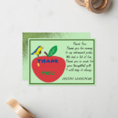 Ruhestand für Vögel & Red Apple & Green Glitzer da Mitteilungskarte (Vorderseite/Rückseite Beispiel)