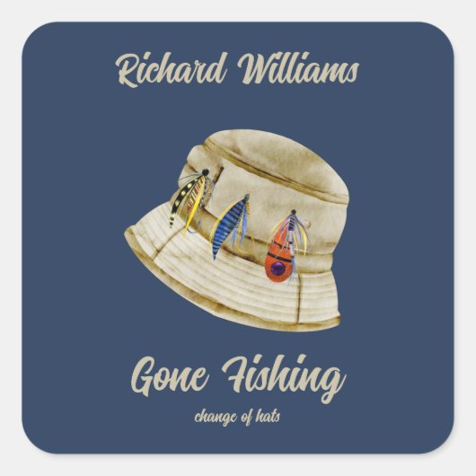 Ruhestand Gan Fishing Remüde Fischer Hat Quadratischer Aufkleber (Vorderseite)