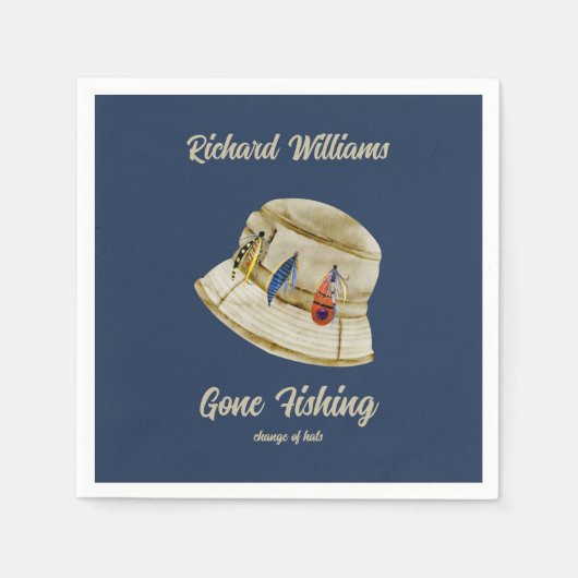 Ruhestand Gan Fishing Remüde Fischer Hat Serviette (Vorderseite)