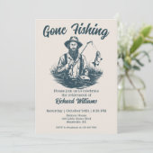 Ruhestand Gan Fishing Remüde Fisherman Vintag Einladung (Stehend Vorderseite)