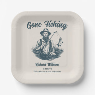 Ruhestand Gan Fishing Remüde Fisherman Vintag Pappteller