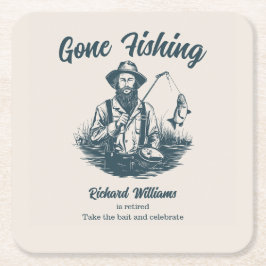 Ruhestand Gan Fishing Remüde Fisherman Vintag Rechteckiger Pappuntersetzer
