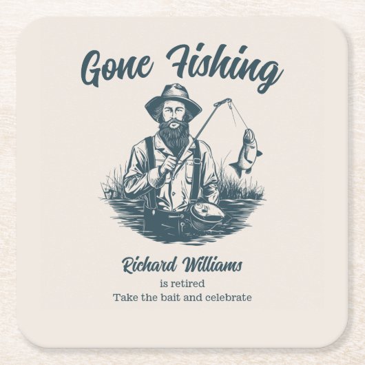 Ruhestand Gan Fishing Remüde Fisherman Vintag Rechteckiger Pappuntersetzer (Vorderseite)