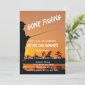 Ruhestand Gan Fishing Sunset Remüde Fischer Einladung (Stehend Vorderseite)