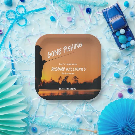 Ruhestand Gan Fishing Sunset Remüde Fischer Pappteller (Party)