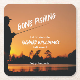 Ruhestand Gan Fishing Sunset Remüde Fischer Rechteckiger Pappuntersetzer