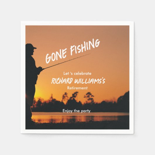 Ruhestand Gan Fishing Sunset Remüde Fischer Serviette (Vorderseite)