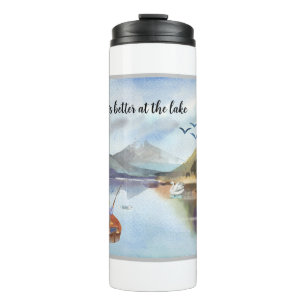 Ruhestand Geschenk Angeln am See Aquarell Thermosbecher