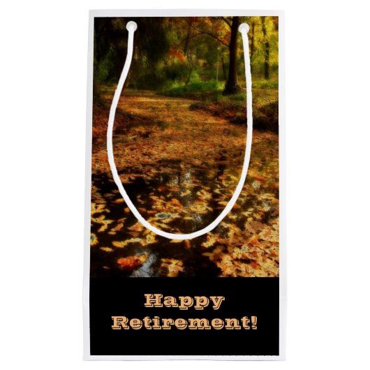 Ruhestand, Geschenktasche, Weg im Holz Kleine Geschenktüte (Vorderseite)