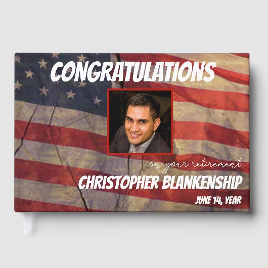 Ruhestand Glückwunsch American Flag Custom Gästebuch (Vorderseite)