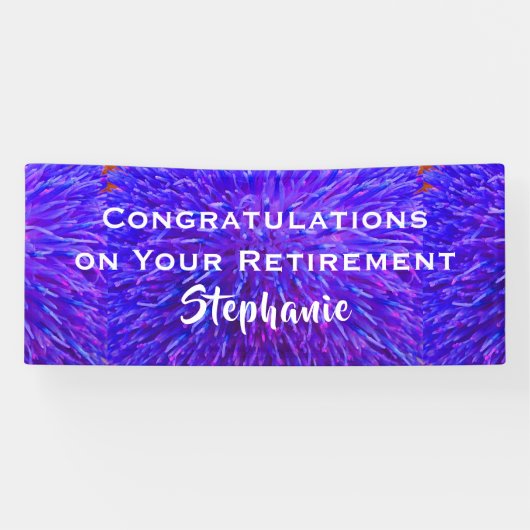 Ruhestand Glückwunsch Lila Blumenschließung Banner (Horizontal)