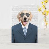 Ruhestand Goldener Retriever in der Anzug Karte (Gelbe Blume)