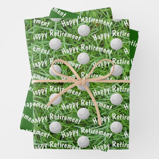 Ruhestand Golf Balls auf Gras Geschenkpapier Set (Beispiel)