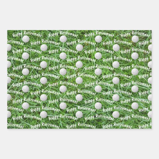 Ruhestand Golf Balls auf Gras Geschenkpapier Set (Vorderseite)