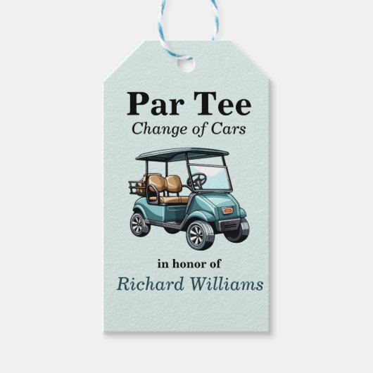 Ruhestand Golf Cart Par T-Shirt Themed Geschenkanhänger (Vorderseite)