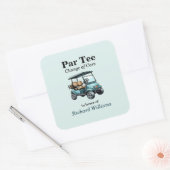 Ruhestand Golf Cart Par T-Shirt Themed Quadratischer Aufkleber (Umschlag)