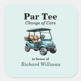 Ruhestand Golf Cart Par T-Shirt Themed Quadratischer Aufkleber