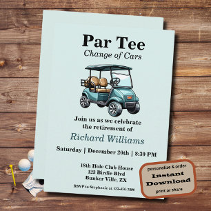 Ruhestand Golf Cart Par T-Shirt Themeneinladung Einladung