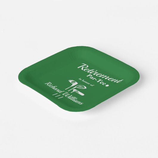 Ruhestand Golf Clubs Green White Themed Par T-Shir Pappteller (Gewinkelt)
