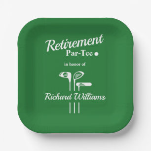 Ruhestand Golf Clubs Green White Themed Par T-Shir Pappteller