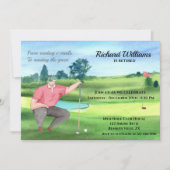 Ruhestand Golf Man liest grüne Wasserfarbe Einladung (Vorderseite)