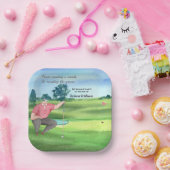 Ruhestand Golf Man liest grüne Wasserfarbe Pappteller (Party)