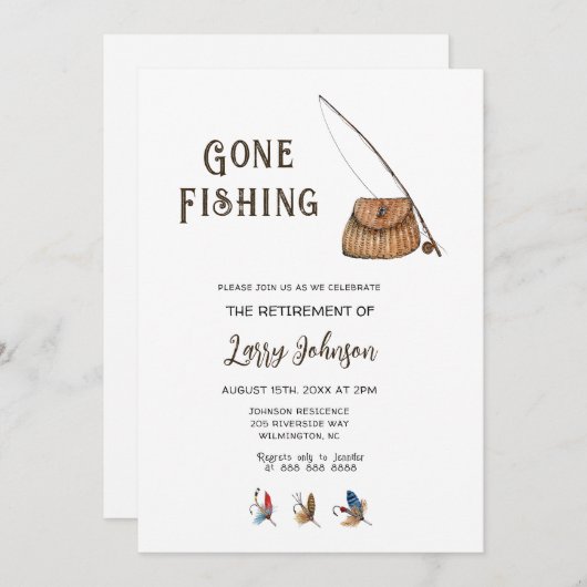 Ruhestand Gone Fishing Invasion Einladung (Vorne/Hinten)