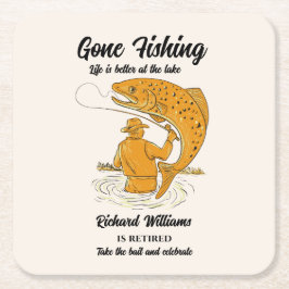 Ruhestand Gone Fishing Life is Better Remüde Rechteckiger Pappuntersetzer