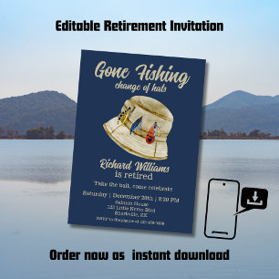 Ruhestand Gone Fishing Rentner-Anglerhut Einladung