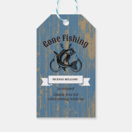 Ruhestand Gone Fishing Rumüde Rustikales Holz Geschenkanhänger