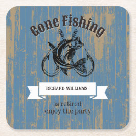 Ruhestand Gone Fishing Rumüde Rustikales Holz Rechteckiger Pappuntersetzer