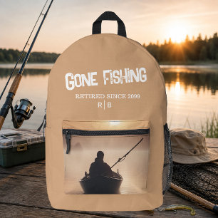 Ruhestand Gone Fishing Sonnenaufgang Rentner Angle Bedruckter Rucksack